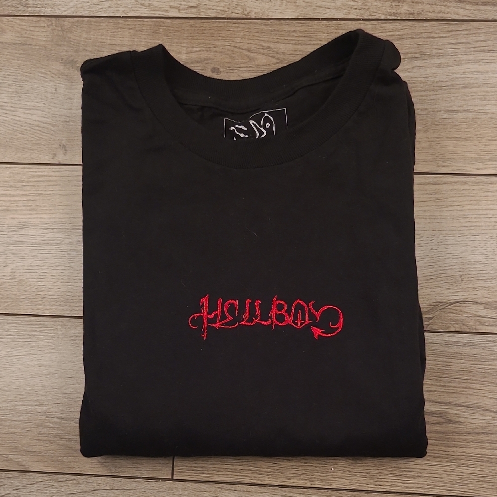 HELLBOY x Lil Peep Rap Music Embroidered‎ Black Red Cotton M Long Sleeve T-Shirt